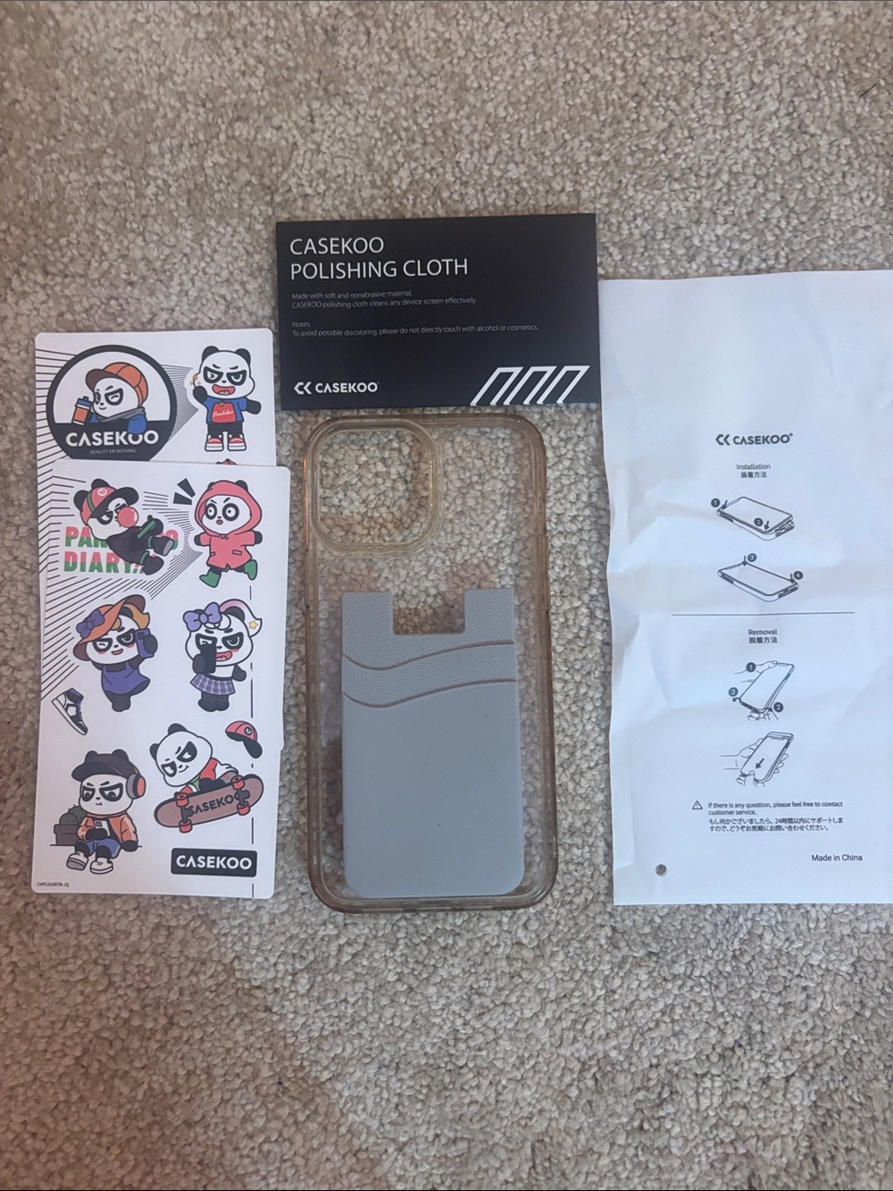Clear Phone Case with Gray Card Pocket - Transparent Protection